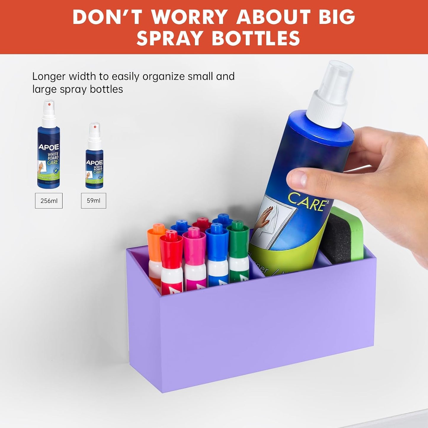 Magnetic Dry Erase Marker Holder for Whiteboard, Fridge, Classroom | Acrylic Magnet Pen Holder for Office, Refrigerator, Whiteboard Maker Holder for Teacher, Locker Organizer Accessories(Clear)