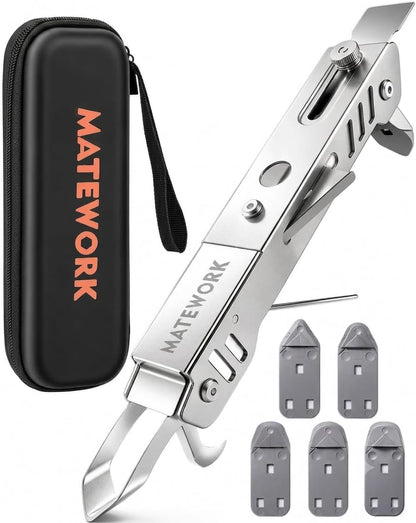 Matework 6 in 1 Caulking Tool, Stainless Steel Caulk Remover - 5 Pads | Multi-Function Grout Removal Tool Kit, Smooth & Sealant Finishing Multi-Tools, for Bathroom, Shower, Kitchen, Window, Sink