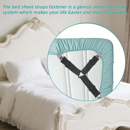Bed Sheet Retainer Straps,Elasticated Adjustable Mattress Fitted Sheet Clips,Sheet Holder and Mattress Firm and Tight,for Anti-Slip and Anti-Wrinkle Sheets,Suitable of Mattresses,White