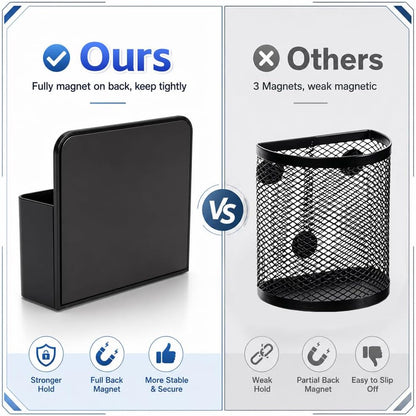 Magnetic Pen Holder, 2 Pack Magnetic Dry Erase Marker Holder, Black Strong Magnetic Marker Holder Pen Pencil Organizer for Whiteboard, Refrigerator, Office, Locker Accessories, Classroom Must Haves