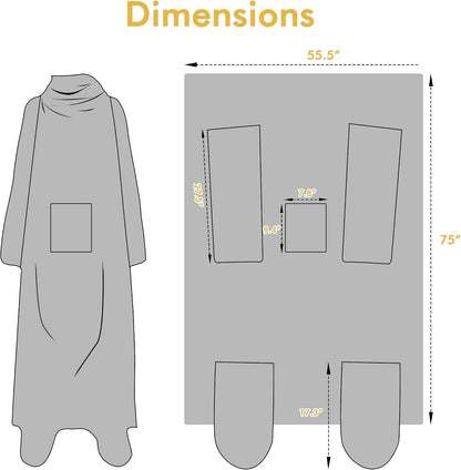 Catalonia Wearable Blanket with Sleeves & Foot Pocket for Adults | Soft Fleece Throw Wrap with Hands-Free Comfort, Perfect for Reading, TV Time & Relaxing, Christmas Gift for Women & Men