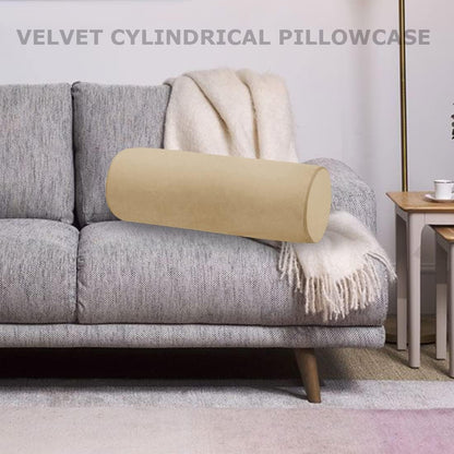 Neck Roll Pillowcases Velvet Cylindrical Pillow Covers 16"x6" with Hidden Zipper for House Home Decor Neck Roll Pillow Cervical Neck Roll Memory Pillow Cylinder Round Cushion (Black, 16x6)