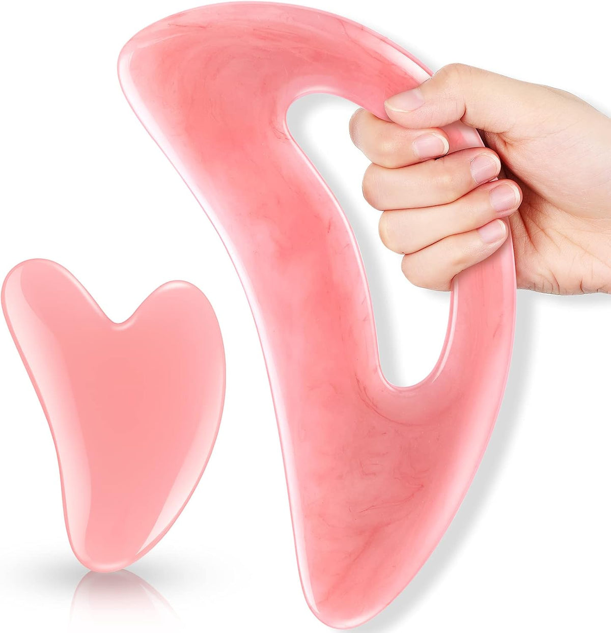 BBTO 2 Pcs Gua Sha Tools Body Scraper with Grip Facial Massage, Clear