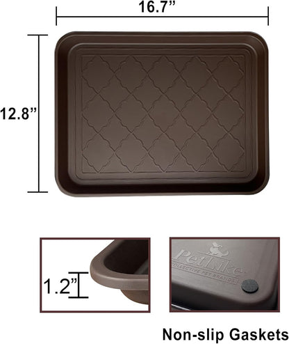PetLike Boot Tray for Entryway Indoor, Pet Food Mat, 23 x 15.5 inch 2 Packs, Waterproof Rubber Shoe Tray for Indoor and Outdoor, Multi-Purpose Trays for Boots, Shoes, Pets, Garden