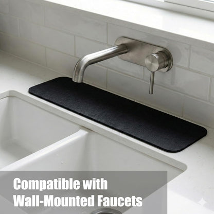 Customizable Kitchen Sink Faucet Mat: 30"Lx5.5"W Absorbent Splash Guard | Non-slip Fabric Rubber Mat, Cut to Fit Oval Rectangle Square Faucet & 2,3,4 Holes Irregular Sink with Soap Dispenser Air Gap