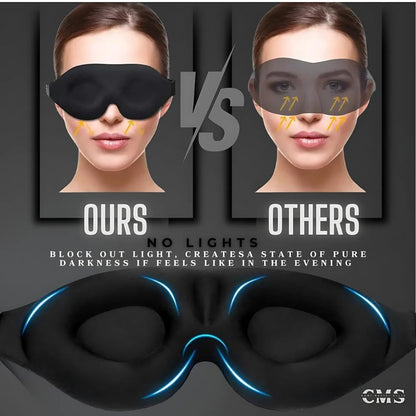 3D Contoured Sleep Mask with Earplugs Set - 100% Blackout Memory Foam Eye Mask for Sleeping - Soft Comfortable Night Blindfold for Side Sleepers, Men & Women, Travel & Shift Work (Black)