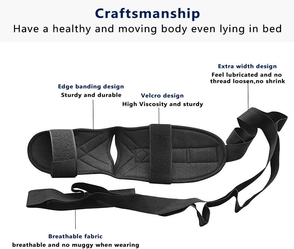 Foot Stretcher, Foot and Calf Stretcher-Stretching Strap For Plantar Fasciitis for Heel Spurs, Achilles Tendonitis & Hamstring, Yoga Foot & Leg Stretch Strap (Black)