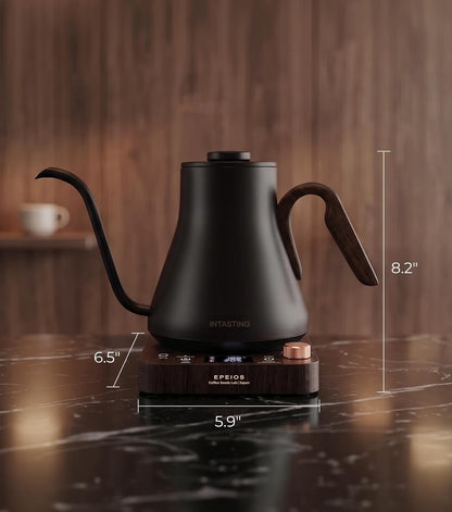 Epeios Electric Kettle, Gooseneck Electric Kettle with ±1°F Temperature Control, 1200W Rapid Heating for Pour Over Coffee & Tea, 304 Stainless Steel Interior, Auto Shut-Off, 0.9L, Black | Rapid Heating, Precision Pour-Over for Coffee & Tea,Smart Hot