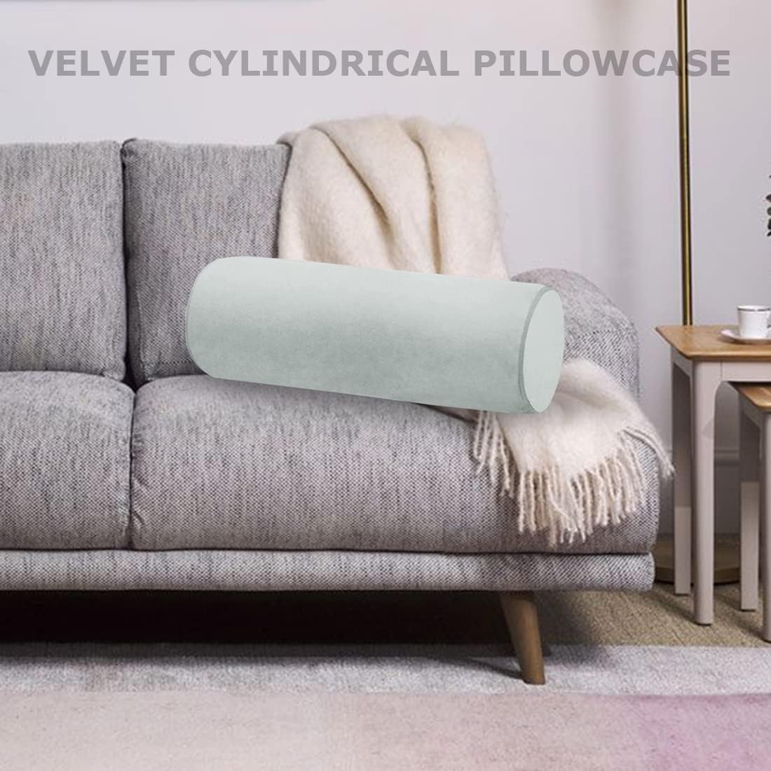 Neck Roll Pillowcases Velvet Cylindrical Pillow Covers 16"x6" with Hidden Zipper for House Home Decor Neck Roll Pillow Cervical Neck Roll Memory Pillow Cylinder Round Cushion (Black, 16x6)