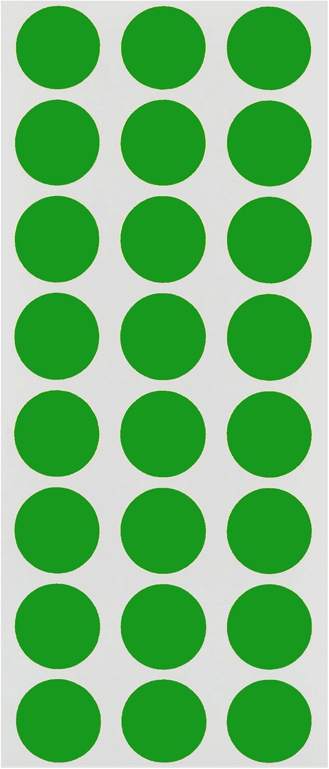 1/2" Removable Dot Stickers, 5 Fluorescent Colors, 1200/Pack | Round Dot Labels in 5 Colors with Writable Matte Paper for Offices, Food Service and Medical Use. Made in USA