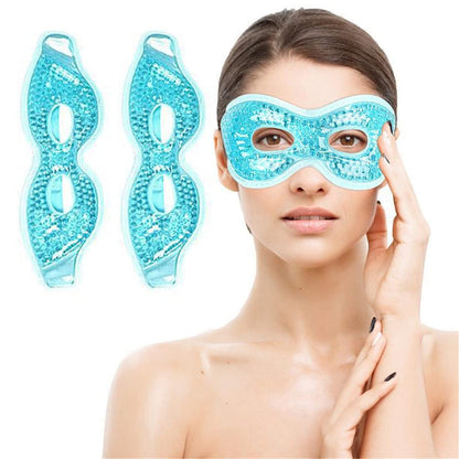 Gel Eye Mask, 2PCS Reusable Cooling Eye Mask with Eye Holes, Soft Plush Backing Cold Compress Eye Mask Adjustable Hot Cold Therapy Gel Bead Eye Mask for Puffy Eyes Dark Circles Migraines Stress Relief