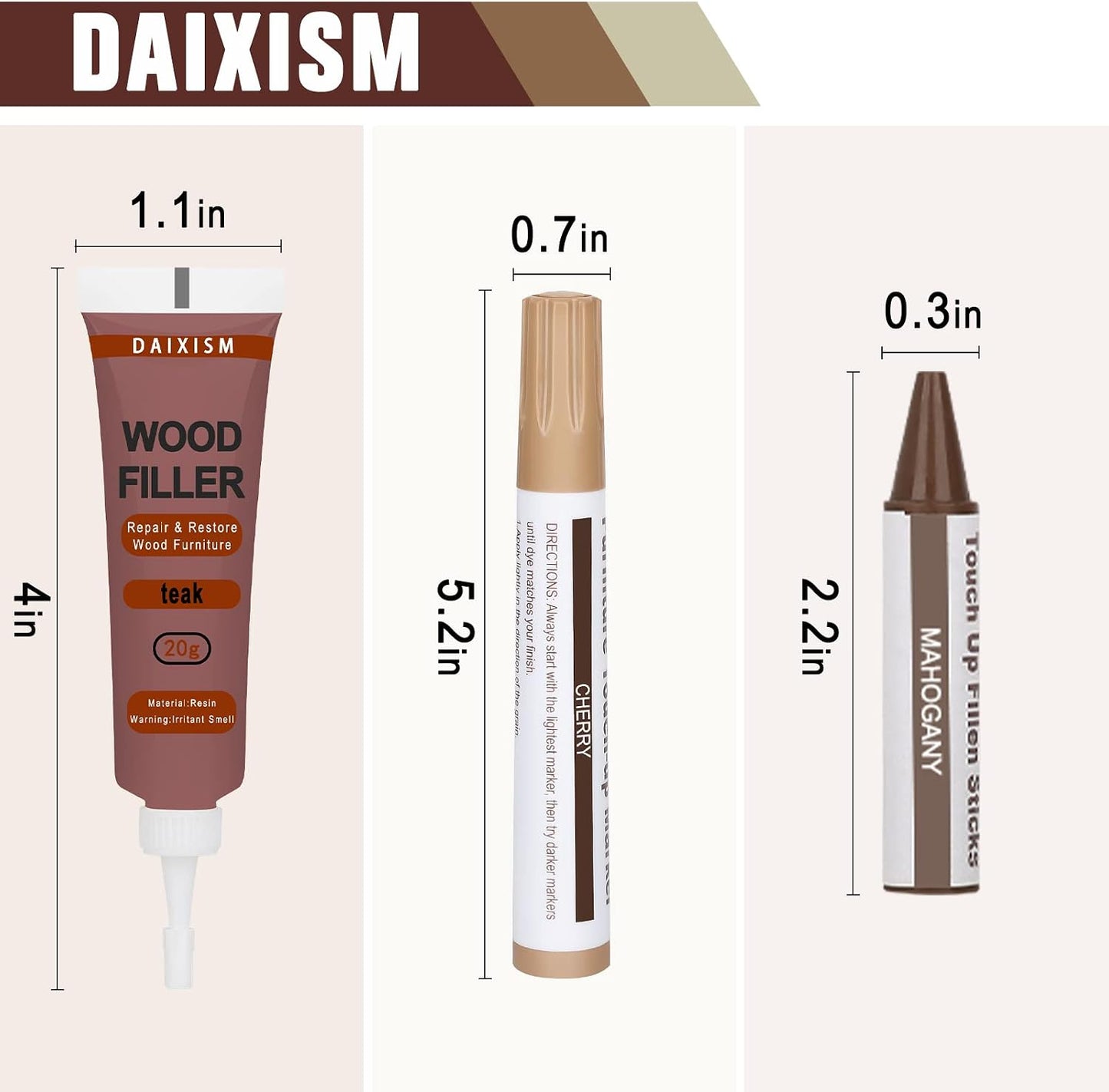 DAIXISM Furniture Markers Touch Up,Wood Filler Floor Scratch Repair Kits,Set of 21-Markers and Wax Sticks with Sharpener Kit for Funiture Repair,Floor Scratch.