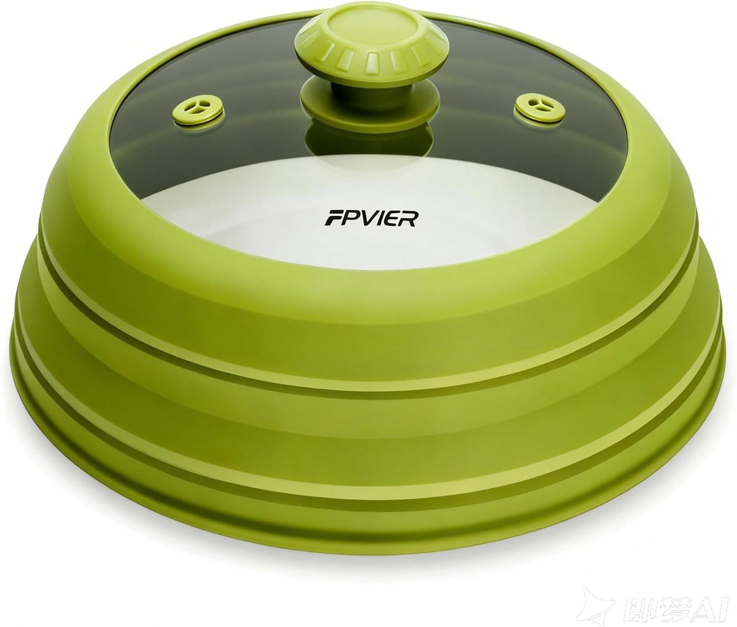 Microwave Splatter Cover, Vented Silicone & Glass Anti-Splatter Lid with Handle, Collapsible Food Plate Cover Fits 6–11 Inch Plates and Bowls (Black, 10.8inch)