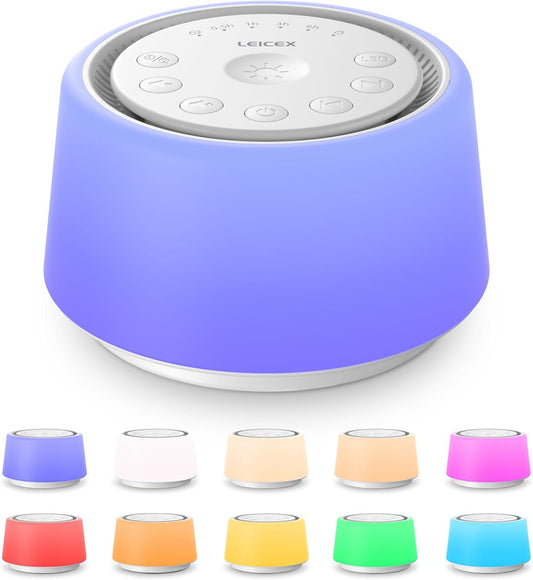 LEICEX White Noise Sound Machine | Sound Machine for Baby Rechargeable | 30 Soothing Sounds | 10 Colors Night Light | White Noise Machine for Sleep Baby Adults Portable Sound Machine for Home Travel