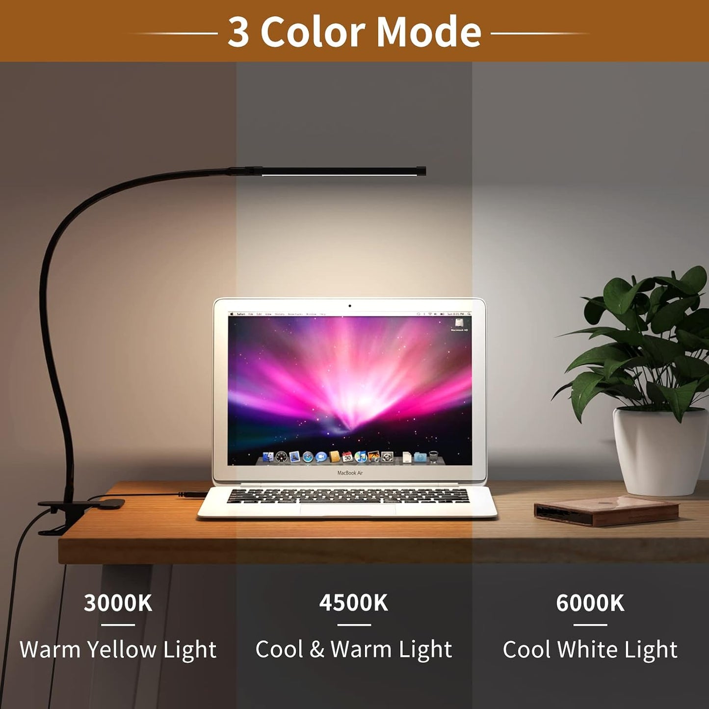 iZELL Book Light, LED Reading Light Clip On [3 Color Modes & 10 Brightness Levels] Flexible Gooseneck Book Lamp for Kids Reading in Bed at Night, Clip to Bedside Table, Headboard or Dorm