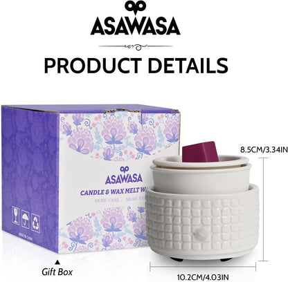 ASAWASA 2PCS Smart Candle Warmer for Large Jar, Coffee Mug Warmers, with Gravity Switch Auto Shut-On/Off, Safely and evenly Release The Aroma, Keep The Drink Warmth, Best Ideals Valentines Day Gifts