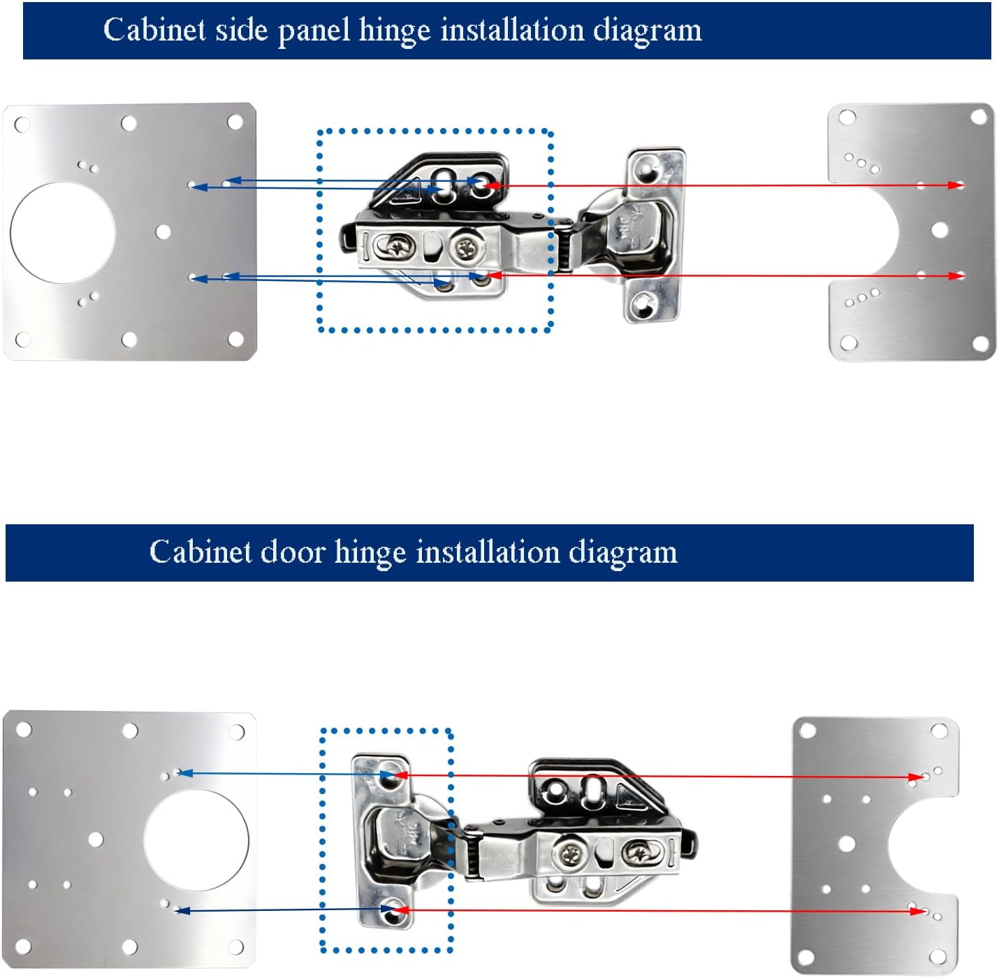 8 PCS Cabinet Hinge Repair Plate, Stainless Steel Hinge Replacement Kit, Stainless Steel Door Hinge Plate, Hinges Repair Board, Cabinet Fixing Plate Bracket with Mounting Screws for Kitchen Cabinet