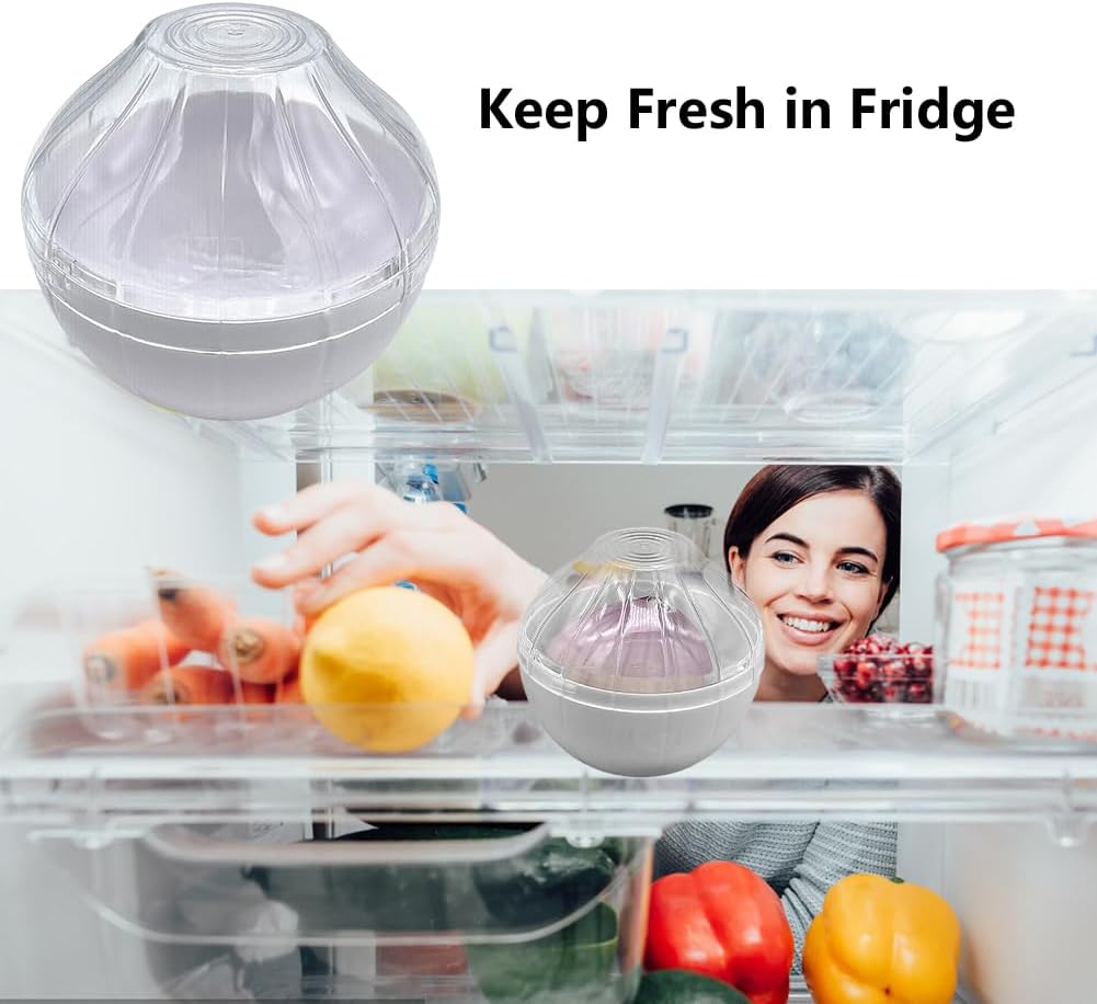 Onion Keeper, Reusable Onion Storage Containers, Freshness Saver Keeper Food Saver with Transparent lid, Fruit and Vegetable Storage Holder for Fridge (COLOR:White)