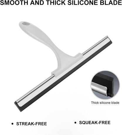 SetSail Squeegee for Shower Glass Door, 10 Inches, Black | Stainless Steel Shower Squeegee for Glass Doors, All-Purpose Window Squeegee for Shower Mirror Bathroom Car Window Cleaning