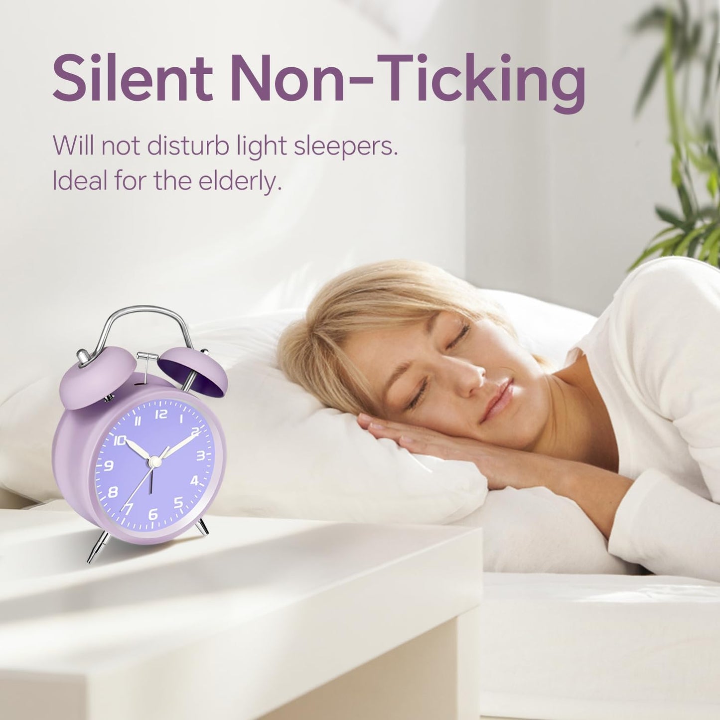 4.5" Metal Loud Alarm Clock for Heavy Sleepers Adults, Analog Battery Operated Alarm Clock with Bells Glow in Dark Numbers, Silent Old School Bedside Desk Clock for Bedroom Office Kids, Black