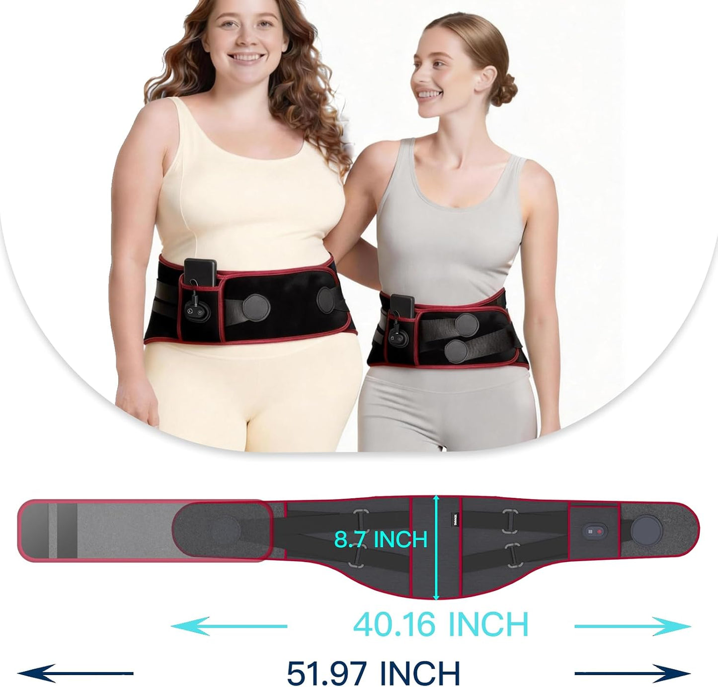 F&G Cordless Heating Massage Belt,Heating Pad for Back with 3 Heat 5 Vibration,10,000mAh Battery,Relieve Back Pain and Cramps,Portable Lower Back Massager,Gifts for Women Men Mom Dad