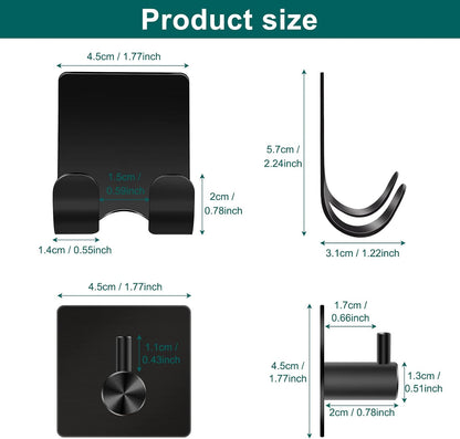 CGBE Shower Holders for Razors, 2 Pack Squeegee Holder and 2 Pack Razor Holder, Razors Holder for Shower Heavy Duty Waterproof Hook for Squeegee Loofah - Black