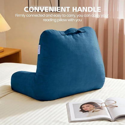 Reading Pillow with Adjustable Memory Foam,Adult Backrest with Arms, Back Pillow for Sitting in Bed with Washable Cover- Large, Gray