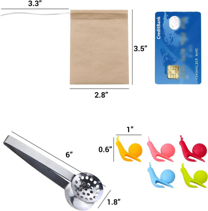 SNAIL GARDEN 300Pcs Tea Filter Bags, Tea Infuser for Loose Leaf Tea with 1Pcs Tea Bag Tong & 5Pcs Tea Bag Holders-100% Unbleached Paper Empty Tea Sachets-Biodegradable and Compostable