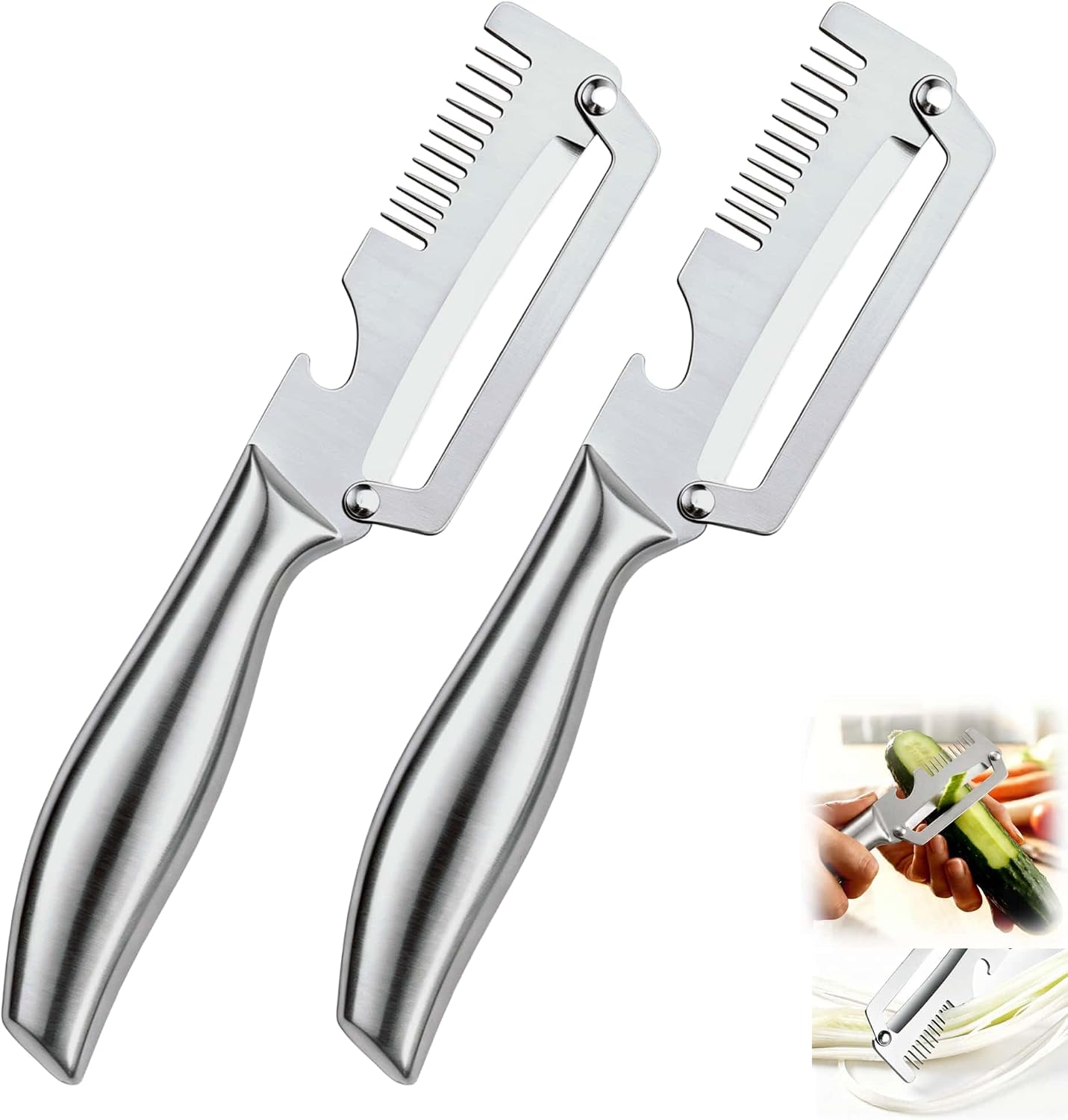 Premium Vegetable Peeler with Wooden Handle and Bottle Opener, Multi-Functional Vegetable Peeler for Fruit Pumpkin Peeling Potato and other vegetables or fruits (1pcs)