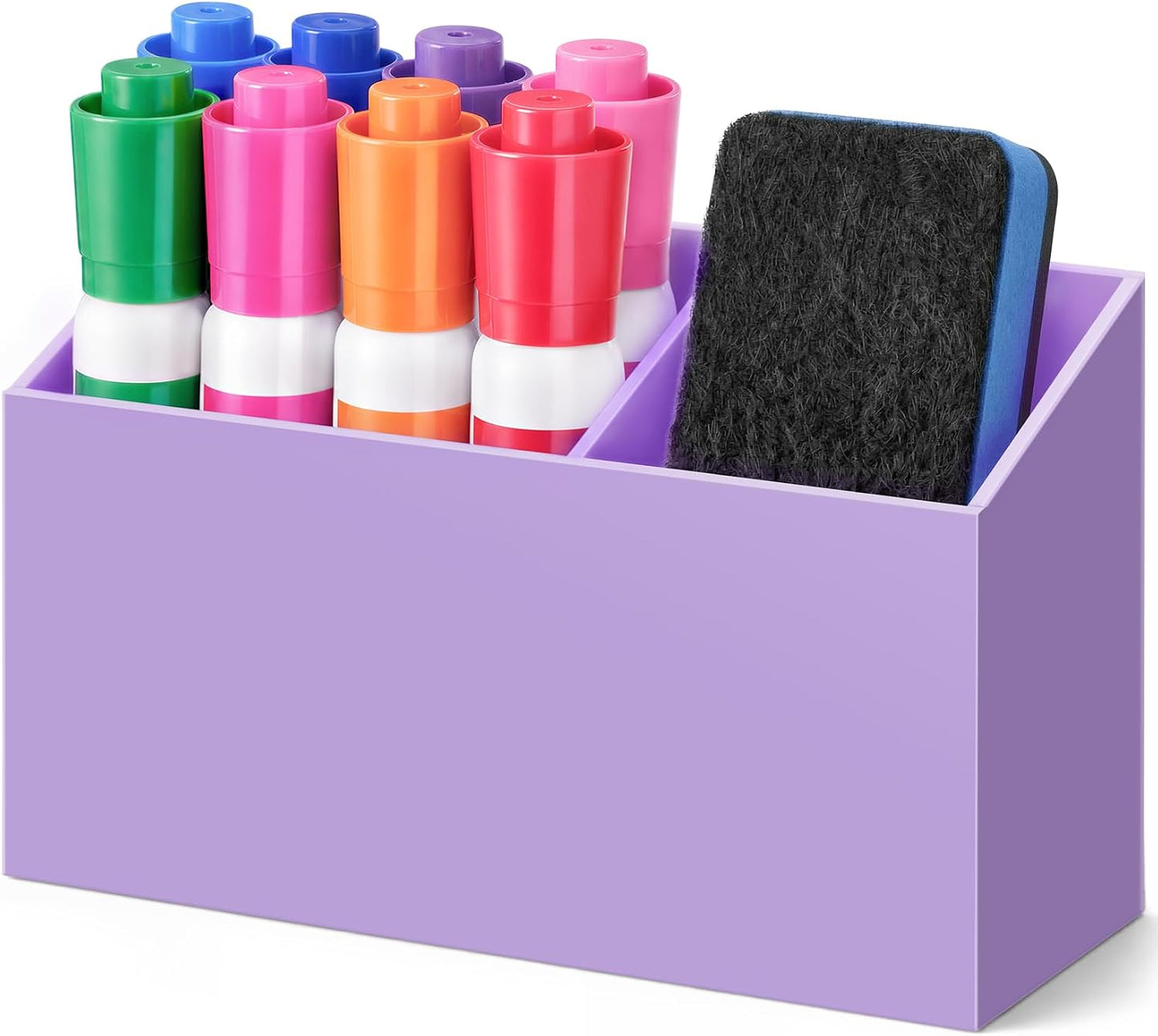 MR.MATE Magnetic Pen Holder,Clear Magnetic Marker Cup for Fridge Whiteboard | Dry Erase Marker Pencil Holder with Acrylic Cup and Strong Magnet, Non-slip Design For Refrigerator Locker Office & Classroom