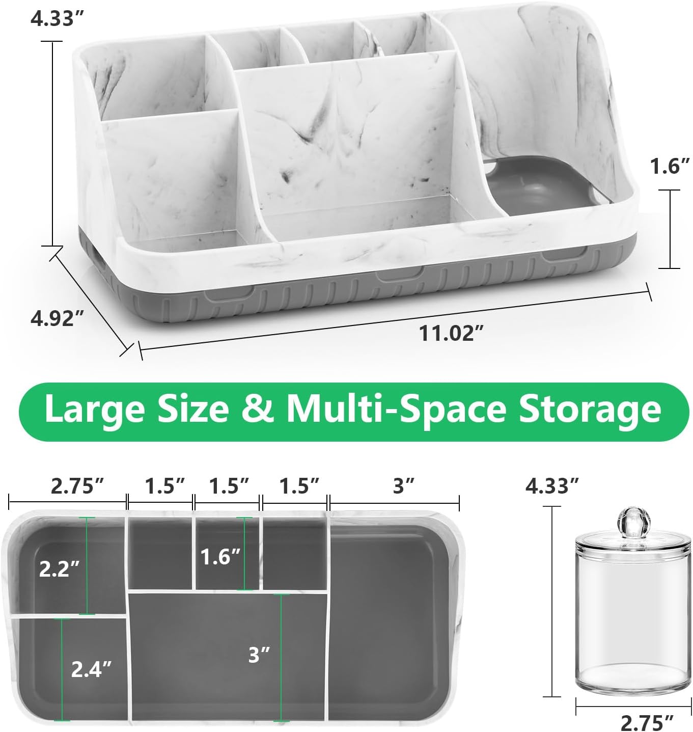 GFWARE Black Toothbrush Holder - 7 Slots Bathroom Organizer Countertop with Drainage Matte Black Electric Toothbrush and Toothpaste Holder for Bathroom Accessories Organization Vanity Sink Storage | Detachable 7 Slots Matte Black Kid Electric Toothbrush