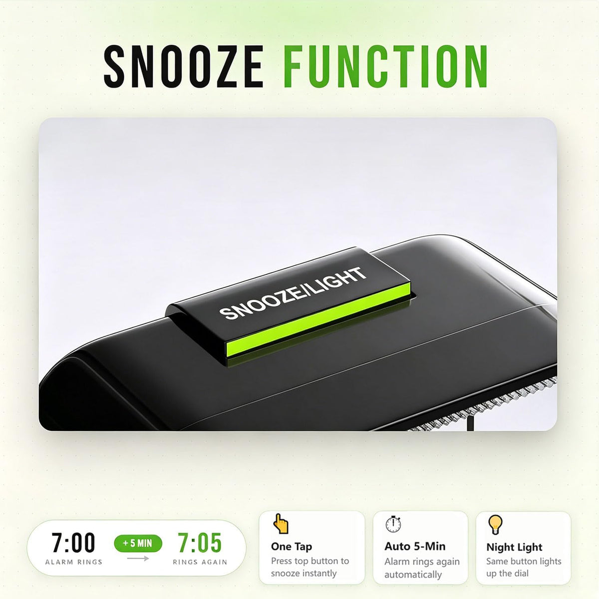 Analog Alarm Clock, Silent No Ticking Battery Operated Travel Alarm Clock with Night Light, Snooze, Loud Alarm, Luminous, Quiet Small Desk Clock for Bedrooms Deep Sleeper Adults Kids, Easy Set