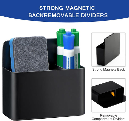 Magnetic Dry Erase Marker Holder, Magnetic Pen Holder, Black | Whiteboard Marker Holder, Magnetic Marker Holder for Fridge, Whiteboard, Locker, Magnetic Cup for Dry Erase Board, 1 Pack