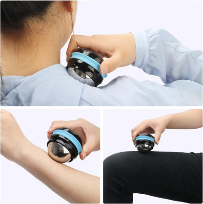 AHIER Cold Massage Roller Ball, Stainless Steel Cold Therapy Relief Tool | Free Rolling Removable Gel Ball Deep Tissue Massage Pain Relief, Great Tool for Back/Neck Pain, Muscles Recovery (Black)