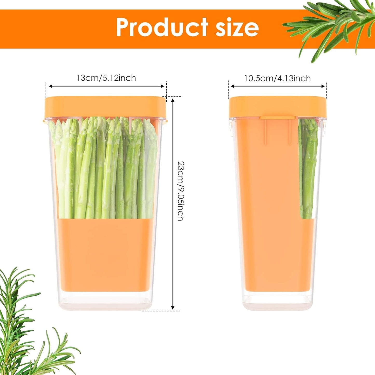 Fresh Herb Keeper for Refrigerator, 5.1x4.1x 9.06 in Clear Herb Saver, Fridge Asparagus Container, Fresh Herb Saver, Herb Storage Containers, for Cilantro, Parsley, Thyme, Asparagus(Green)