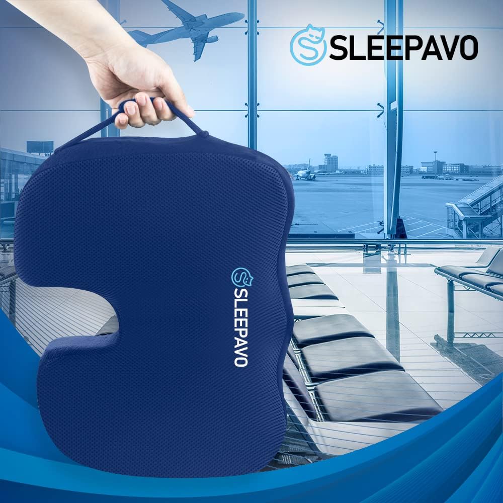 Sleepavo Office Chair Cushion, Seat Cushion for Tailbone Pain Relief Butt