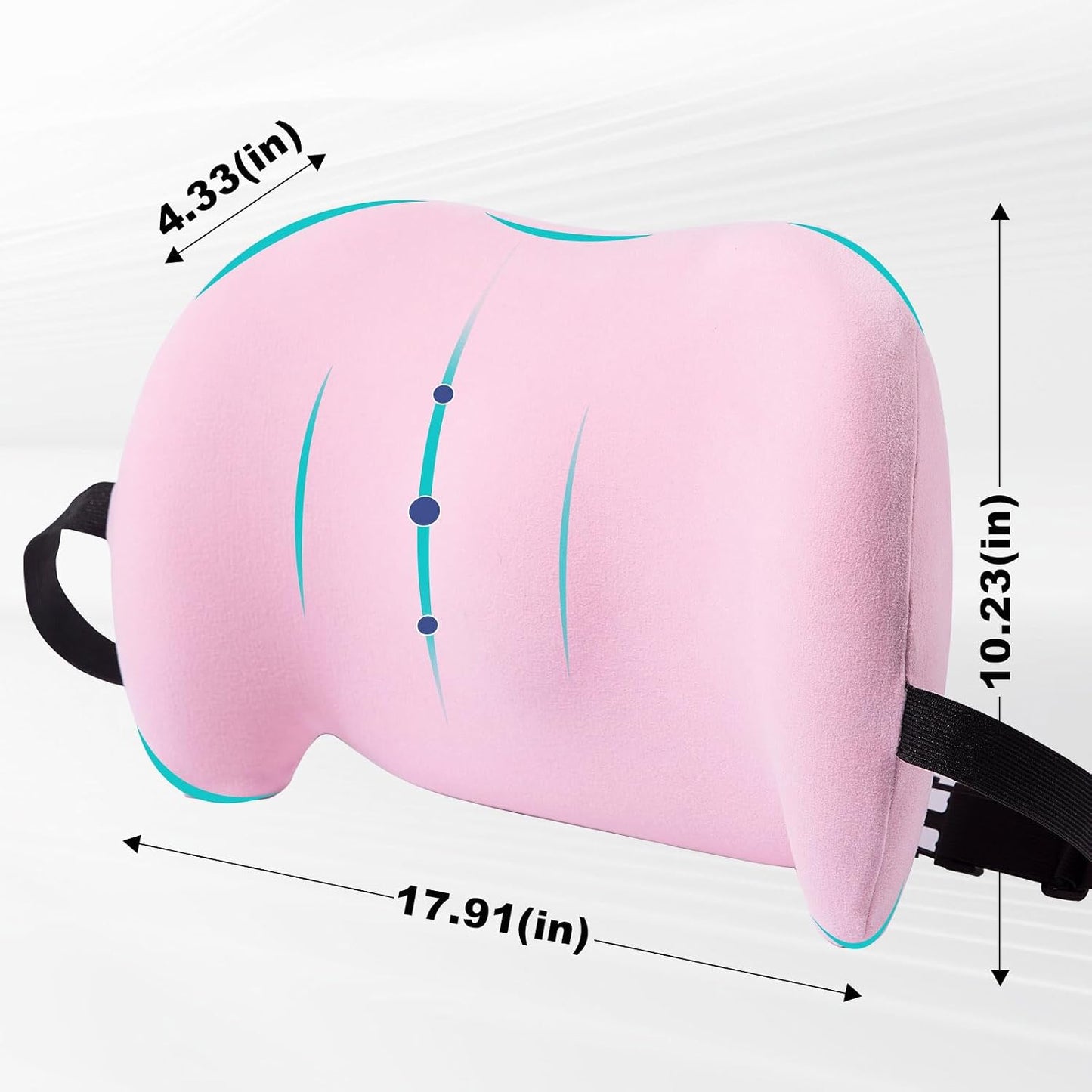 BYMECOST Lumbar Support Pillow for Car, Memory Foam Car Back Cushion | Car Seat Back Pillow for Driving, Adjustable Strap, Ergonomic Lower Back Support Pillow, Office Chairs and Wheelchairs