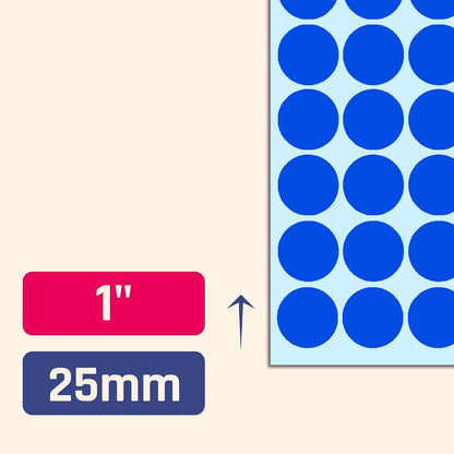 1" Round Colored Dot Stickers Labels - 6 Colors