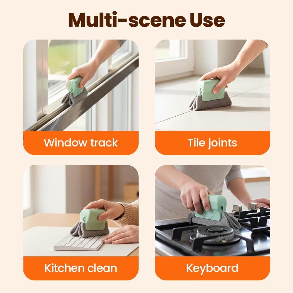 Magic Window Track Cleaner, Window Groove Cleaning Brush Tools Set, Cleaner Brushes for Window lides Gaps Tile Lines Shutter Slats Car Vents & Narrow Gaps (3PC Mix)
