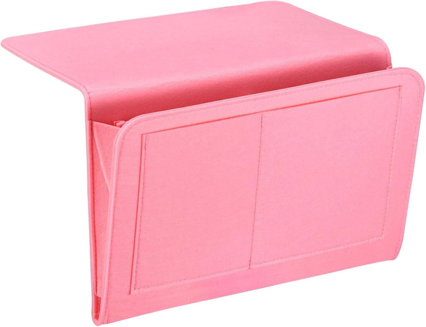 PATIKIL 11in Bedside Caddy, Bed Caddy Bedside Organizer Hanging 5 Pocket Soft Felt Bed Pockets Bedside Storage Organizer Remote Control Holder for Bedroom Phones Glasses, Pink
