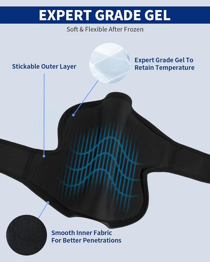 Gel Ice Pack Wrap with Straps for Knee,Elbow, Wrist, Neck, Ankle & Back,Reusable Ice Packs for Injuries, Inflammation & Recovery Hot Cold Therapy Short Style