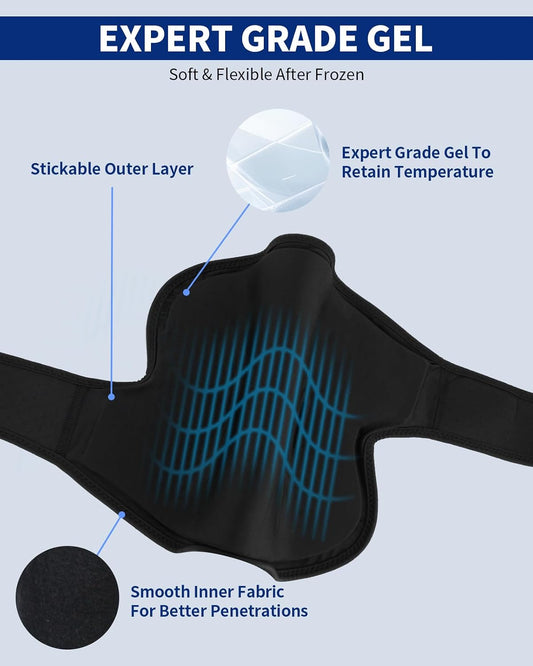 Gel Ice Pack Wrap with Straps for Knee,Elbow, Wrist, Neck, Ankle & Back,Reusable Ice Packs for Injuries, Inflammation & Recovery Hot Cold Therapy Short Style