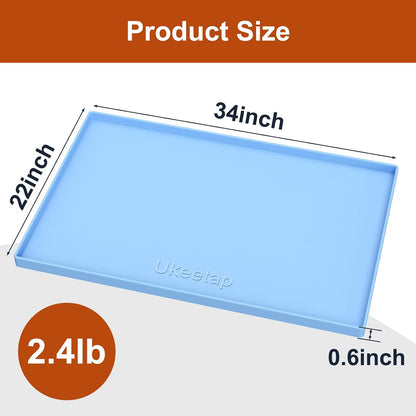 34" x 22" Extra Thick Silicone Mat Waterproof with Raised Edge, | Under Sink Mat for Kitchen & Bathroom, Kitchen Cabinet Liner, Multi-Purpose for Storage & Protection