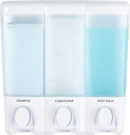 Better Living Products 72350 Clear Choice 3-Chamber Shower Dispenser, White