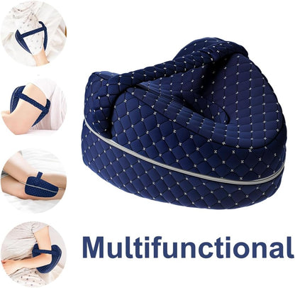 Knee Pillow for Side Sleepers Hip Alignment Pillow Memory Foam Leg Pillows for Sleeping with Adjustable Strap