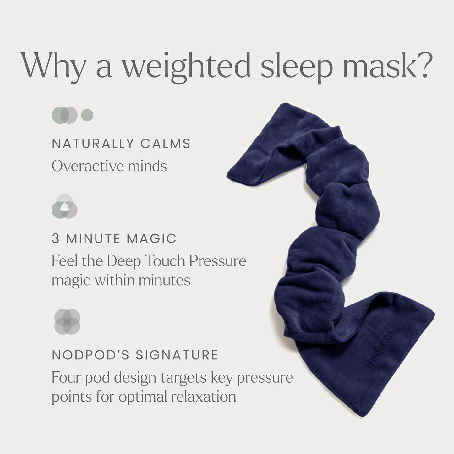 Nodpod Mineralized Silk Gentle Pressure Sleep Mask - Strap-Free, Light-Blocking Design for Sleep, Travel & Relaxation - Weighted Eye Pillow, Machine Washable (Willow)