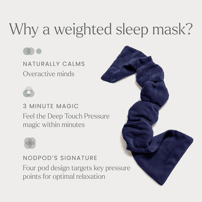 Nodpod Mineralized Silk Gentle Pressure Sleep Mask - Strap-Free, Light-Blocking Design for Sleep, Travel & Relaxation - Weighted Eye Pillow, Machine Washable (Willow)