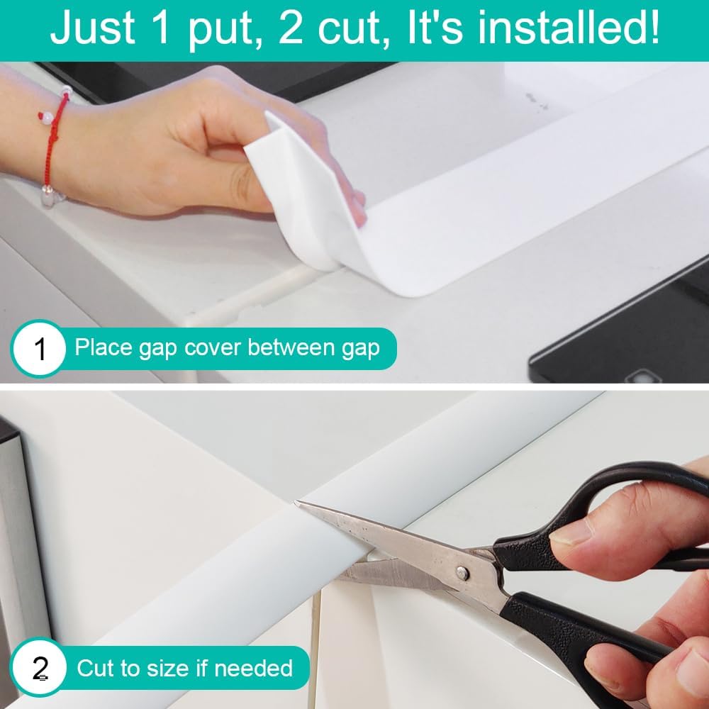 Stove Counter Gap Cover - 25 Inch Silicone Stove Gap Filler 2 Pack White | Kitchen silicone oven gap filler, countertop strips gap guard, easy to clean; white counter gap cover,crack guard for counter