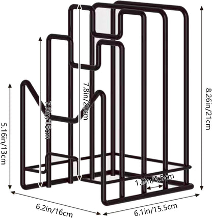 Multifunctional Cutting Board Organizer, Cutting Board Holder Rack Baking Cookie Pan Sheets Cooling Racks Storage Stand for Kitchen Cabinet -Divided Holder with 4 Slots (2PS Black)