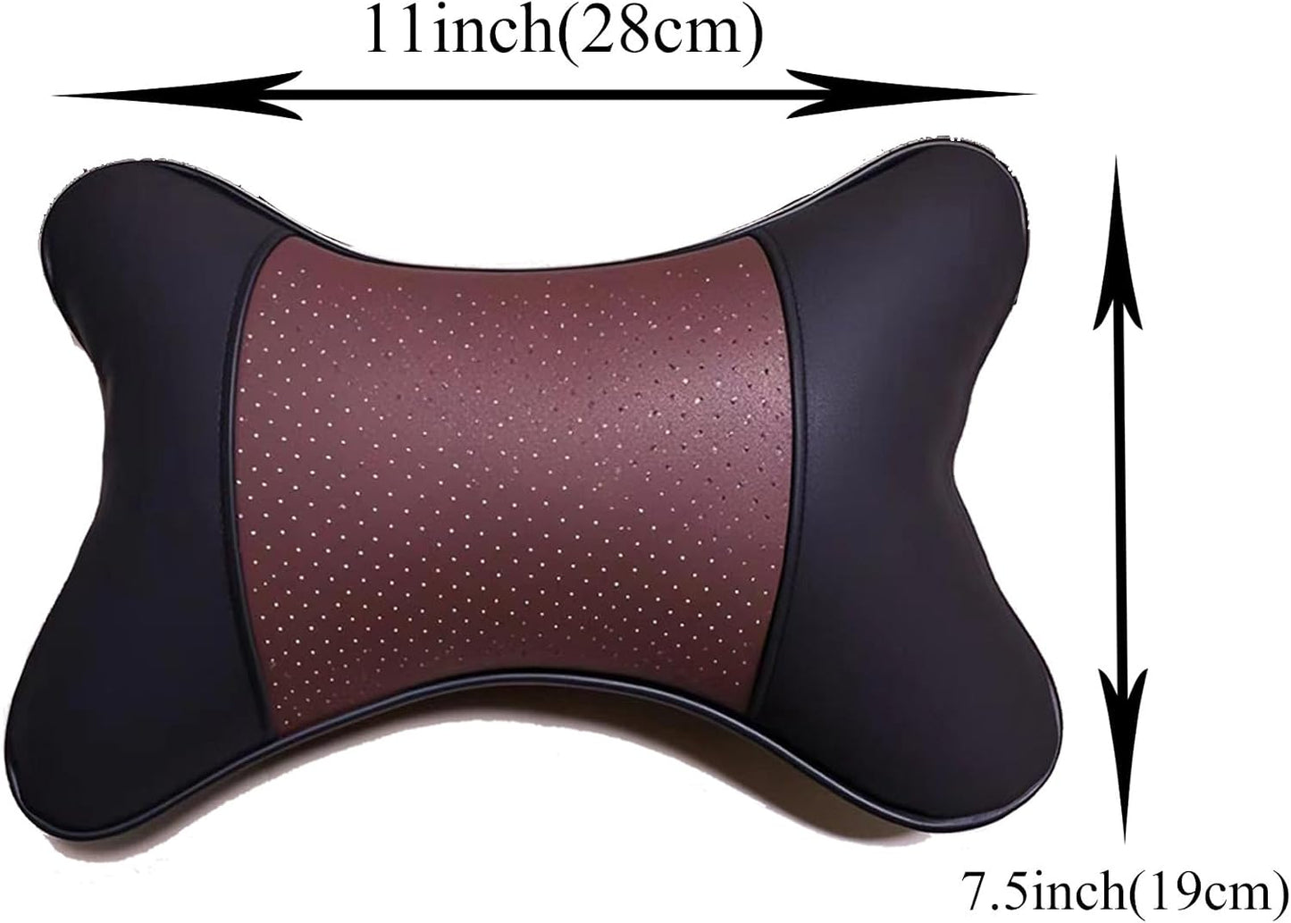 2 Packs Car Neck Pillows, Dual-Side PU Leather Car Headrest with Fiber Filling, Universal Soft Neck Support Pillow for Car, Home & Office (Black)